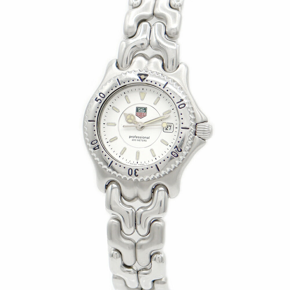 電池交換済 TAG Heuer タグホイヤー S/el セル プロフェッショナル WG1312 デイト 200m防水 ホワイト 白 SS ステンレス レディース クォーツ【6ヶ月保証】【腕時計】【中古】