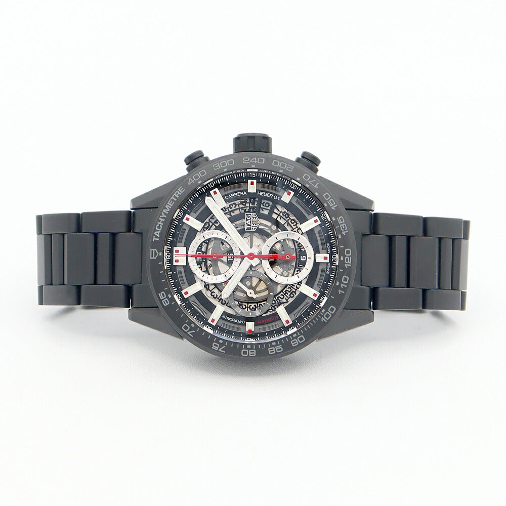 TAG Heuer タグホイヤー カレラ キャリバー ホイヤー01 クロノグラフ CAR2090 BH0729 デイト スケルトン 100m防水 黒 ブラック セラミック メンズ 自動巻き【6ヶ月保証】【腕時計】【中古】