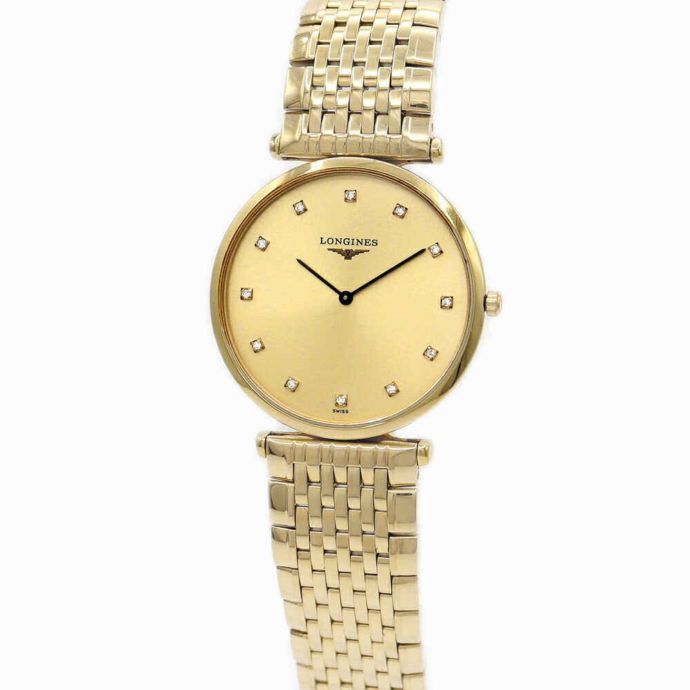 電池交換済 LONGINES ロンジン グランドクラシック L4.709.2 12Pダイヤモンド ゴールド YGP イエローゴールド SS ステンレス メンズ クォーツ【6ヶ月保証】【腕時計】【中古】
