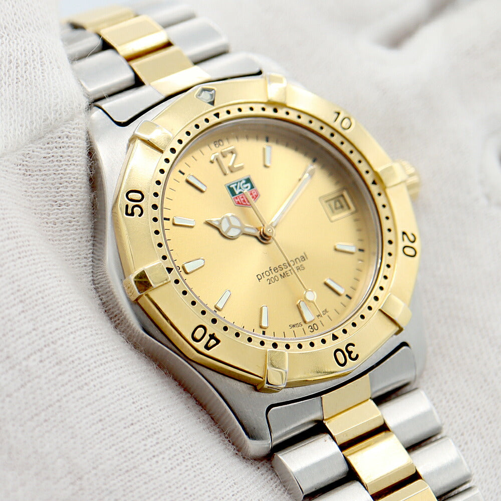 電池交換済 TAG Heuer タグホイヤー プロフェッショナル 2000 WK1121 200m防水 デイト 金 ゴールド SS ステンレス YG イエローゴールド コンビ メンズ クォーツ【6ヶ月保証】【腕時計】【中古】