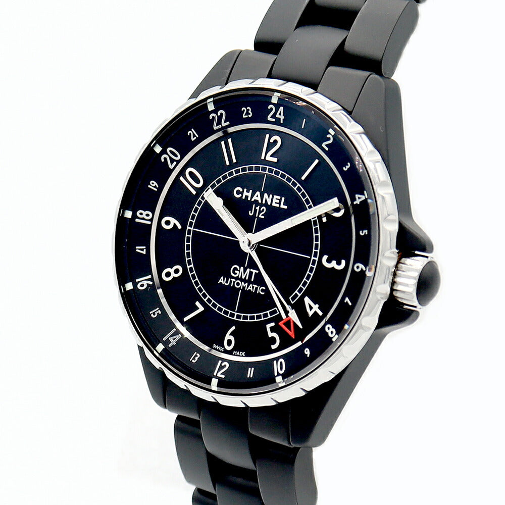 CHANEL シャネル J12 GMT H3101 42mm 100m防水 デイト 黒 マット ブラック セラミック SS ステンレス メンズ 自動巻き【6ヶ月保証】【腕時計】【中古】