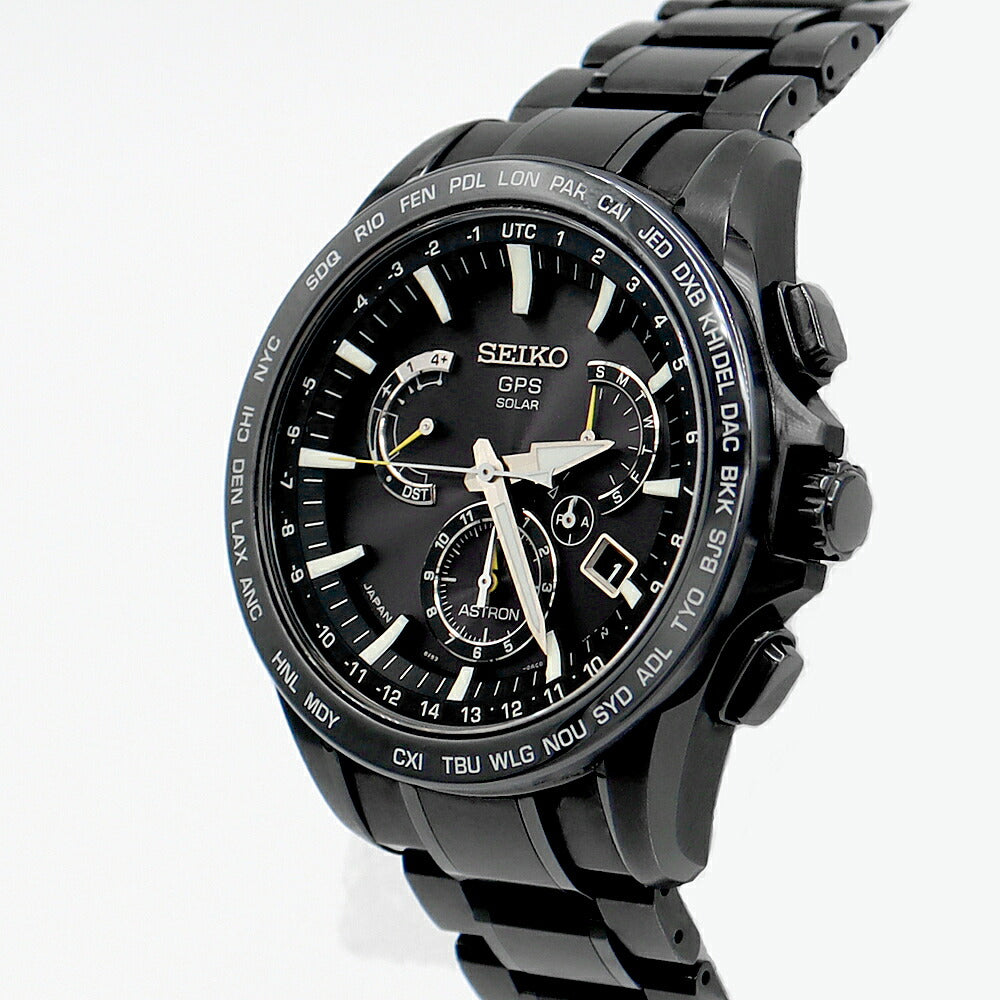 SEIKO セイコー アストロン GPS クロノグラフ 8X53-0AD0-2 SBXB079 デイデイト デュアルタイム パワーリザーブ 黒 ブラック セラミック TI チタン メンズ ソーラー電波 クォーツ【6ヶ月保証】【腕時計】【中古】