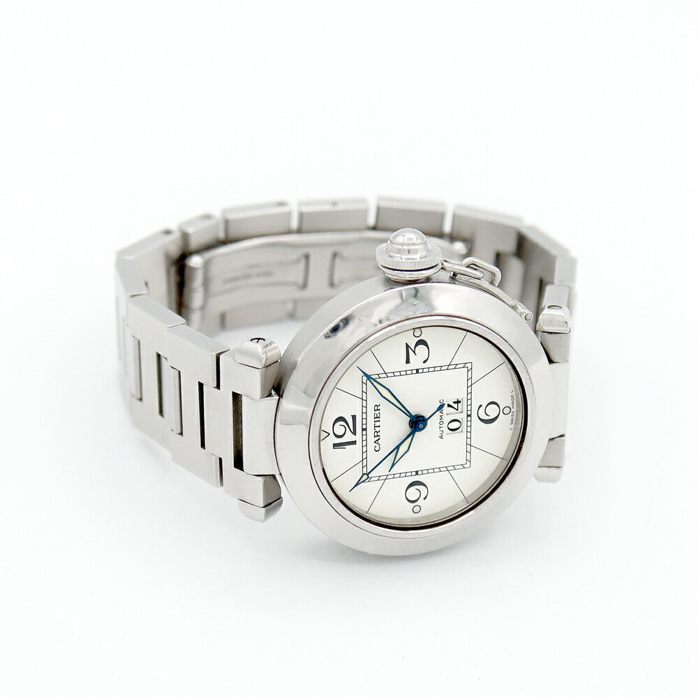 Cartier カルティエ パシャC ビッグデイト W31055M7 白 ホワイト SS ステンレス レディース ボーイズ メンズ ユニセックス 自動巻き【6ヶ月保証】【腕時計】【中古】