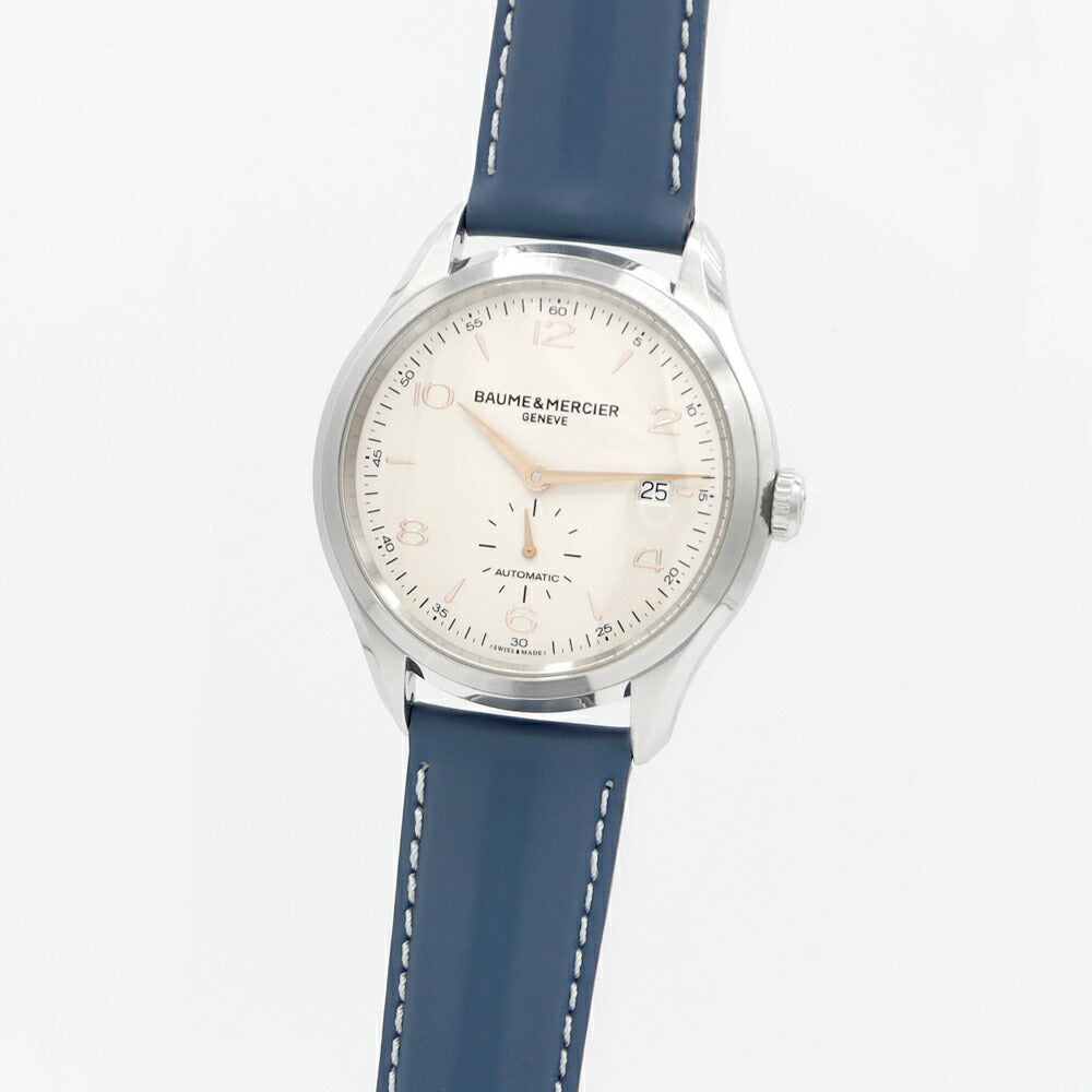 内部点検済 BAUME&MERCIER ボーム&メルシェ クリフトン 65717 デイト シルバー SS ステンレス メンズ 自動巻き【6ヶ月保証】【腕時計】【中古】
