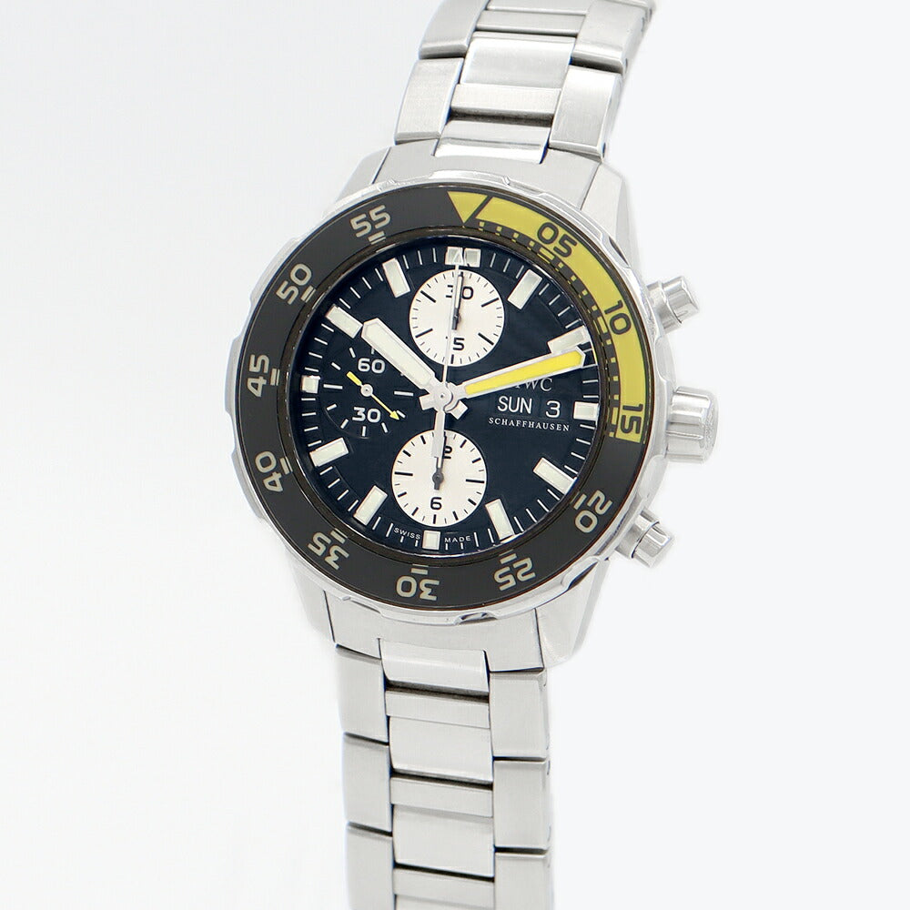IWC インターナショナルウォッチカンパニー アクアタイマー クロノグラフ IW376701 デイデイト 120m防水 黒 ブラック SS ステンレス メンズ 自動巻き【6ヶ月保証】【腕時計】【中古】