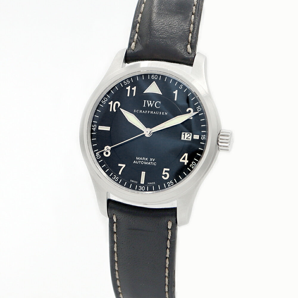 IWC インターナショナルウォッチカンパニー スピットファイア マークXV IW325311 60m防水 デイト 黒 ブラック SS ステンレス 純正ベルト 純正尾錠 メンズ 自動巻き スピットファイヤ マーク15【6ヶ月保証】【腕時計】【中古】