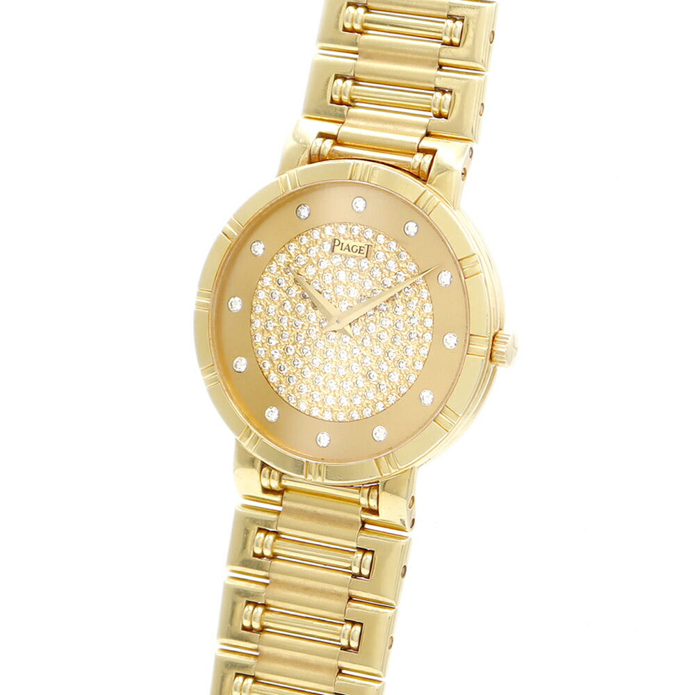 電池交換済 PIAGET ピアジェ ダンサー 84023K81N 12Pダイヤ パヴェダイヤモンド 金無垢 K18YG イエローゴールド メンズ クォーツ 【6ヶ月保証】【腕時計】【中古】