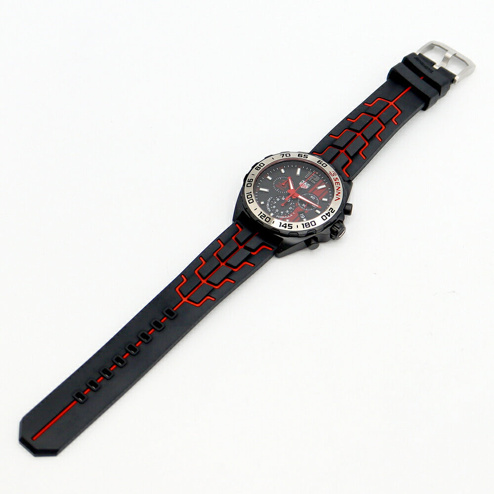 電池交換済 TAG Heuer タグホイヤー フォーミュラ1 アイルトンセナ スペシャルエディション クロノグラフ CAZ1019 FT8027 200m防水 デイト 黒 ブラック SS ステンレス 純正ベルト 純正尾錠 メンズ クォーツ フォーミュラー1【6ヶ月保証】【腕時計】【中古】