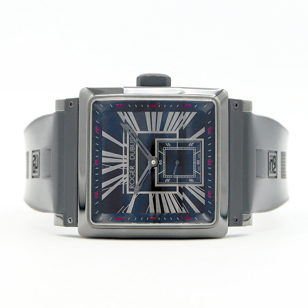 ROGER DUBUIS ロジェデュブイ キングスクエア DLC DBKS0057 50m防水 スモールセコンド 黒 ブラック Ti チタン 純正ラバーベルト 純正尾錠 メンズ 自動巻き【6ヶ月保証】【腕時計】【中古】