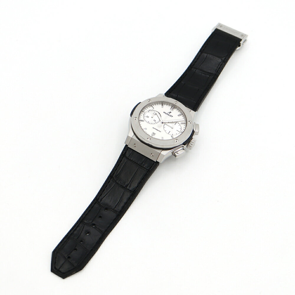 内部点検済 HUBLOT ウブロ クラシックフュージョン チタニウム クロノグラフ オパリン 521.NX.2611.LR 50m防水 デイト シルバー Ti チタン 純正ベルト 純正尾錠 メンズ 自動巻き【6ヶ月保証】【腕時計】【中古】