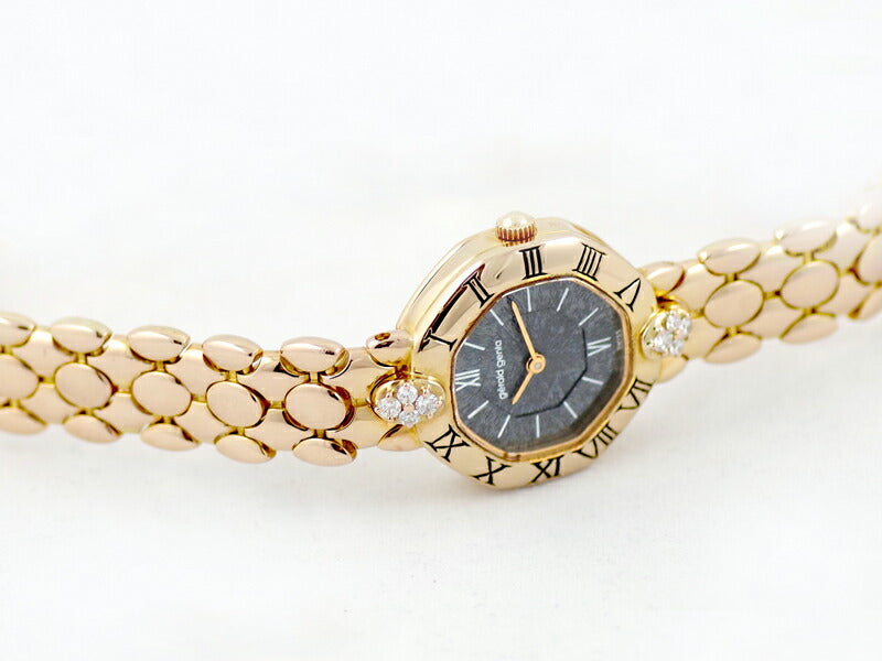 希少品 電池交換済 Gerald Genta ジェラルドジェンタ G3181.7 ダイヤモンド 金無垢 カットガラス メテオライト 文字盤 K18PG ピンクゴールド レディース クォーツ【6ヶ月保証】【腕時計】【中古】