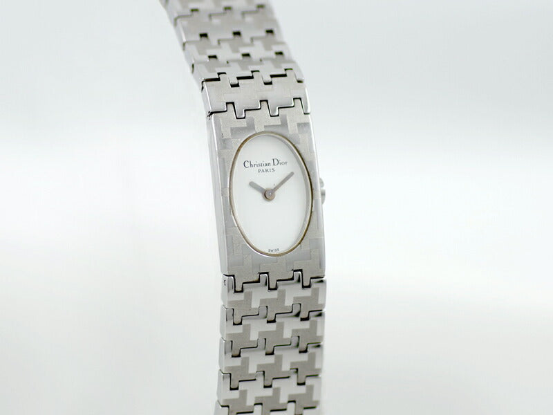 電池交換済 Christian Dior クリスチャンディオール ミスディオール D70-100 白 ホワイト 文字盤 SS ステンレス レディース クォーツ ヴィンテージ アンティーク【6ヶ月保証】【腕時計】【中古】