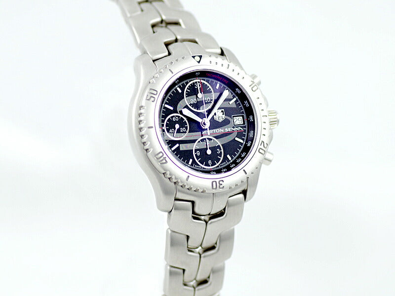 TAG Heuer タグホイヤー リンク アイルトン セナ CT2114 BA0550 1991本限定 クロノグラフ 黒 ブラック 文字盤 SS ステンレス メンズ 自動巻き【6ヶ月保証】【腕時計】【中古】