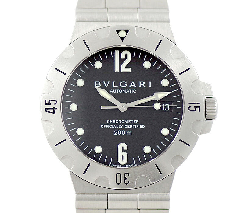 新品本物保証ブルガリ BVLGARI SD38S ディアゴノスクーバ 自動巻き ブラック メンズ 腕時計 中古 ディアゴノ