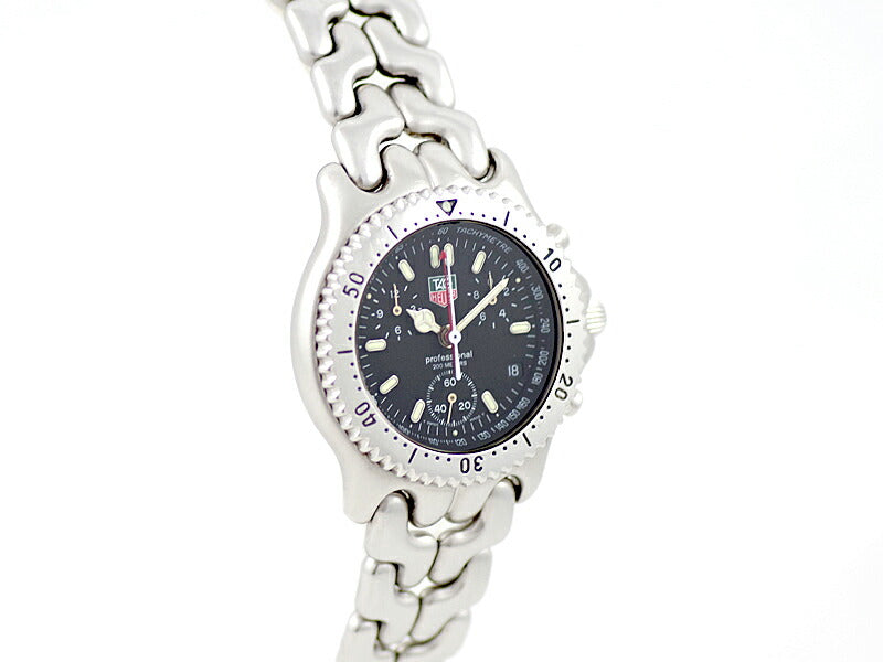 電池交換済 TAG Heuer タグホイヤー S/el セルシリーズ クロノグラフ CG1110 200m防水 黒 ブラック 文字盤 SS ステンレス メンズ クォーツ【6ヶ月保証】【腕時計】【中古】
