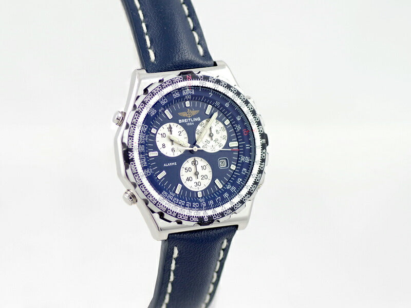 BREITLING BREITLING BREITLING Breitling Jupiter Pilot A59028 Chronograph Alarm Date Blue Navy Blue Dial SS Stainless Steel Genuine Belt Genuine Buckwheat Automatic Wind