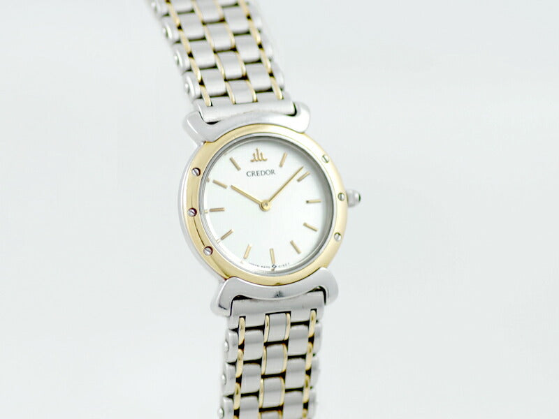 電池交換済 SEIKO セイコー クレドール 5A70-0400 シルバー K18YG イエローゴールド SS ステンレス コンビ レディース クォーツ【6ヶ月保証】【腕時計】【中古】