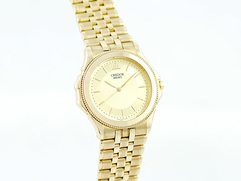 電池交換済 SEIKO セイコー CREDOR クレドール パシフィーク 金無垢 8J81-6A00 GBAR002 ゴールド 文字盤 K18YG イエローゴールド メンズ クォーツ【6ヶ月保証】【腕時計】【中古】