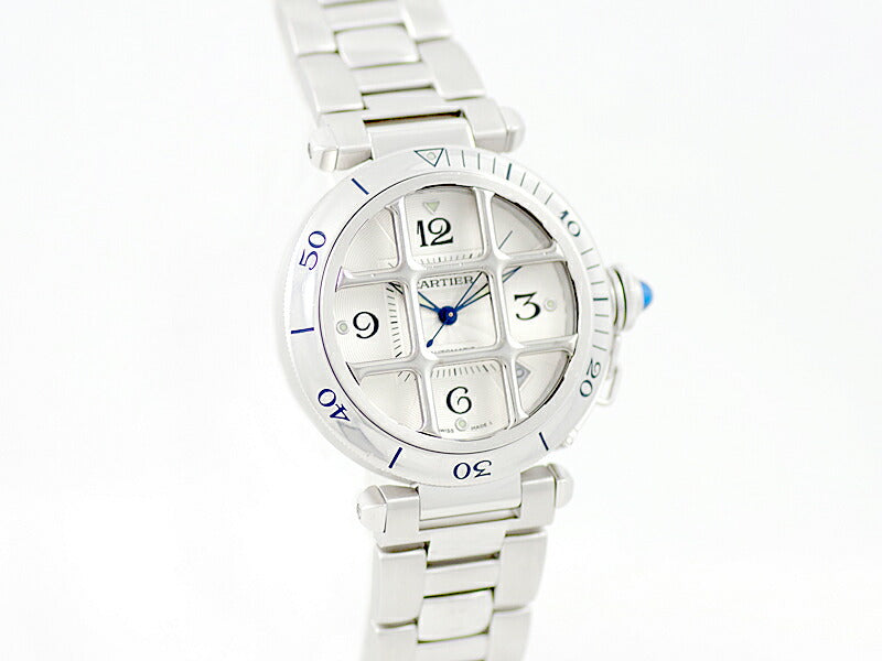 コンプリートサービス済 Cartier カルティエ パシャ 38 グリッド W31040H3 裏スケルトン シルバー 文字盤 SS ステンレス メンズ 自動巻き グリット【6ヶ月保証】【腕時計】【中古】