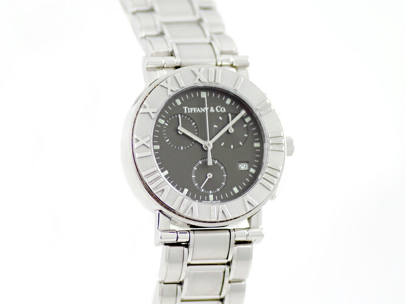 電池交換済 TIFFANY&Co. ティファニー アトラス クロノグラフ Z0002 デイト グレー SS ステンレス レディース メンズ ユニセックス クォーツ【6ヶ月保証】【腕時計】【中古】