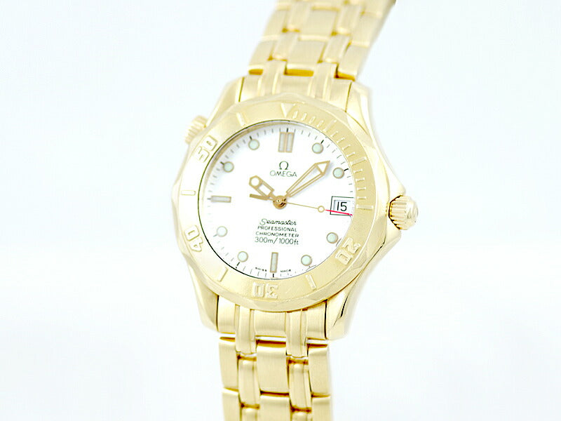 OMEGA オメガ シーマスター 300 プロフェッショナル K18YG 金無垢 クロノメーター 300m防水 デイト 白 ホワイト メンズ 自動巻き【6ヶ月保証】 【腕時計】【中古】