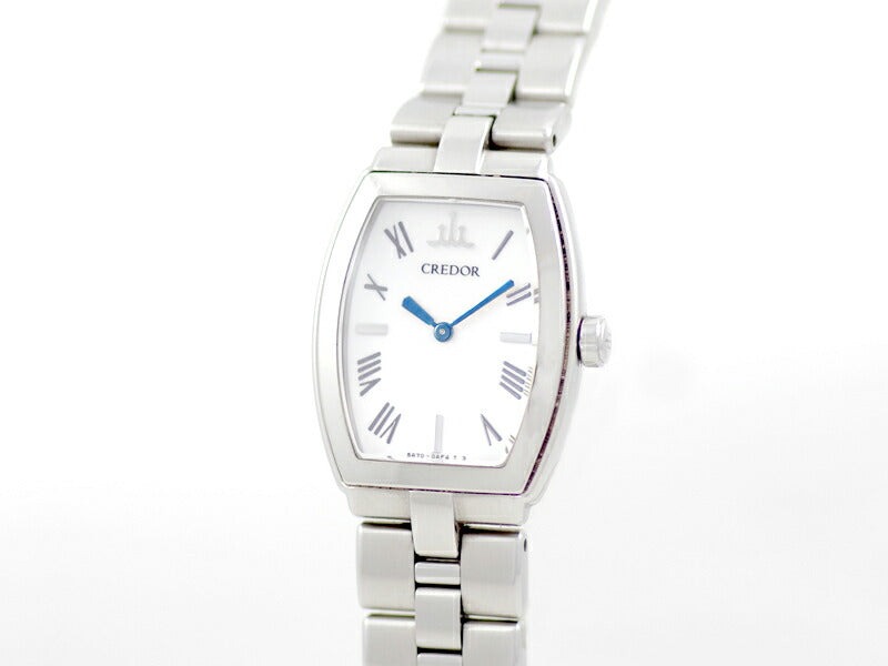 電池交換済 SEIKO セイコー クレドール アクア 5A70-0AE0 青針 ホワイト 白 SS ステンレス レディース クォーツ【6ヶ月保証】【腕時計】【中古】