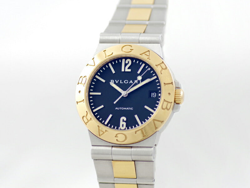 BVLGARI ブルガリ ディアゴノ スポーツ LCV35SG デイト 黒 ブラック K18YG イエローゴールド SS ステンレス コンビ メンズ 自動巻き 【6ヶ月保証】【腕時計】【中古】