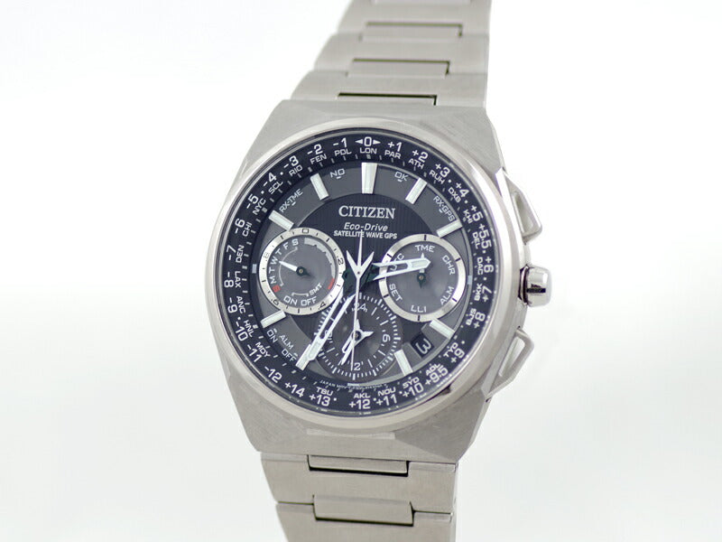 CITIZEN シチズン エコドライブ サテライトウェーブ F900-S111641 デイト グレー チタン ソーラー電波 メンズ【6ヶ月保証】【腕時計】【中古】