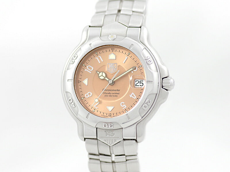内部点検済 TAG Heuer タグホイヤー 6000シリーズ クロノメーター WH5115-2 デイト 200m防水 ピンク SS ステンレス メンズ 自動巻き WH5115【6ヶ月保証】【腕時計】【中古】