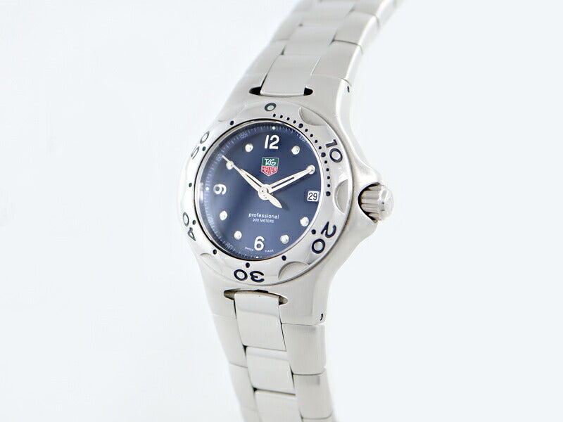 電池交換済み TAG Heuer タグホイヤー キリウム WL1313-0 200m防水 デイト 青 ブルー ネイビー SS ステンレス レディース 自動巻き【6ヶ月保証】【腕時計】【中古】