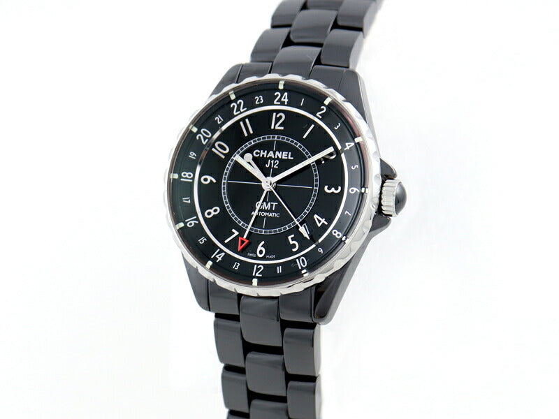 CHANEL シャネル J12 GMT H3102 38mm 100m防水 デイト ブラック 黒 セラミック SS ステンレス メンズ 自動巻き【6ヶ月保証】【腕時計】【中古】