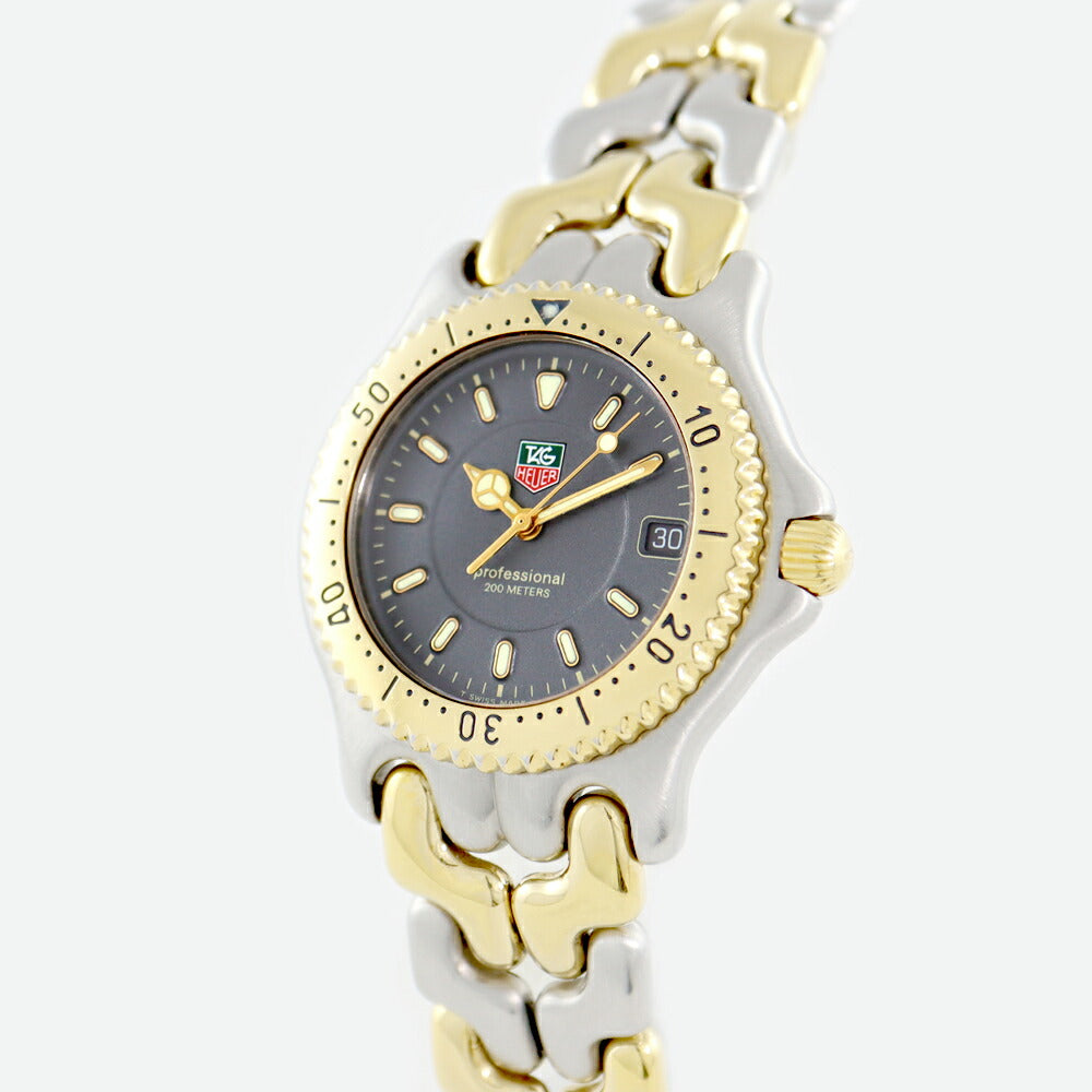 電池交換済 TAG Heuer タグホイヤー S/el セルシリーズ WG1120-K0 デイト 200m防水 グレー YG イエローゴールド SS ステンレス コンビ メンズ クォーツ【6ヶ月保証】【腕時計】【中古】