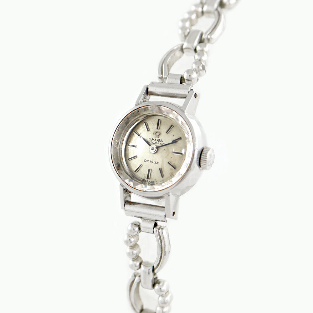 希少品 OMEGA オメガ DeVille デビル カットガラス 551.038 Cal.661 24石 シルバー SS ステンレス レディース 自動巻き アンティーク ヴィンテージ【腕時計】【中古】