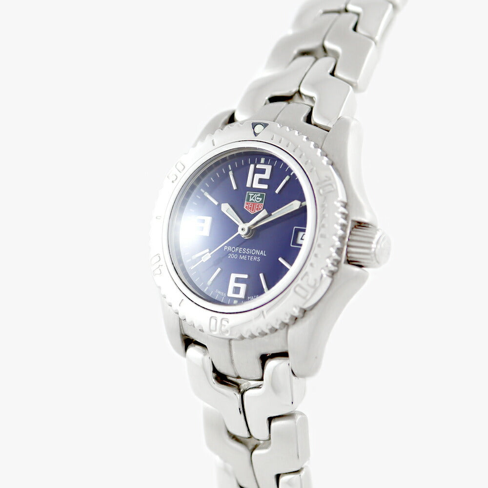 電池交換済 TAG Heuer タグホイヤー リンク WT1413 BA0560 デイト 200m防水 青 ブルー SS ステンレス レディース ボーイズ クォーツ【6ヶ月保証】【腕時計】【中古】
