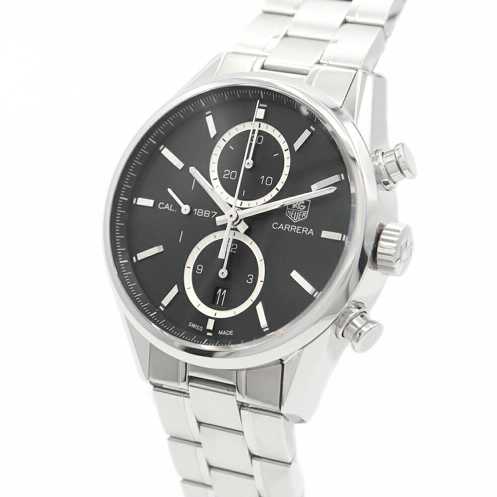 TAG Heuer タグホイヤー カレラ キャリバー1887 CAR2110 BA0720 クロノグラフ デイト 100m防水 黒 ブラック SS ステンレス メンズ 自動巻き【6ヶ月保証】【腕時計】【中古】