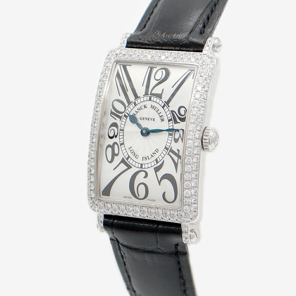 電池交換済 FRANCK MULLER フランクミュラー ロングアイランド 952QZD 純正ダイヤ ダイヤベゼル ラグダイヤ ダイヤ尾錠 シルバー ギョーシェ K18WG ホワイトゴールド 金無垢 純正K18WG尾錠 レディース クォーツ 【6ヶ月保証】【中古】【腕時計】