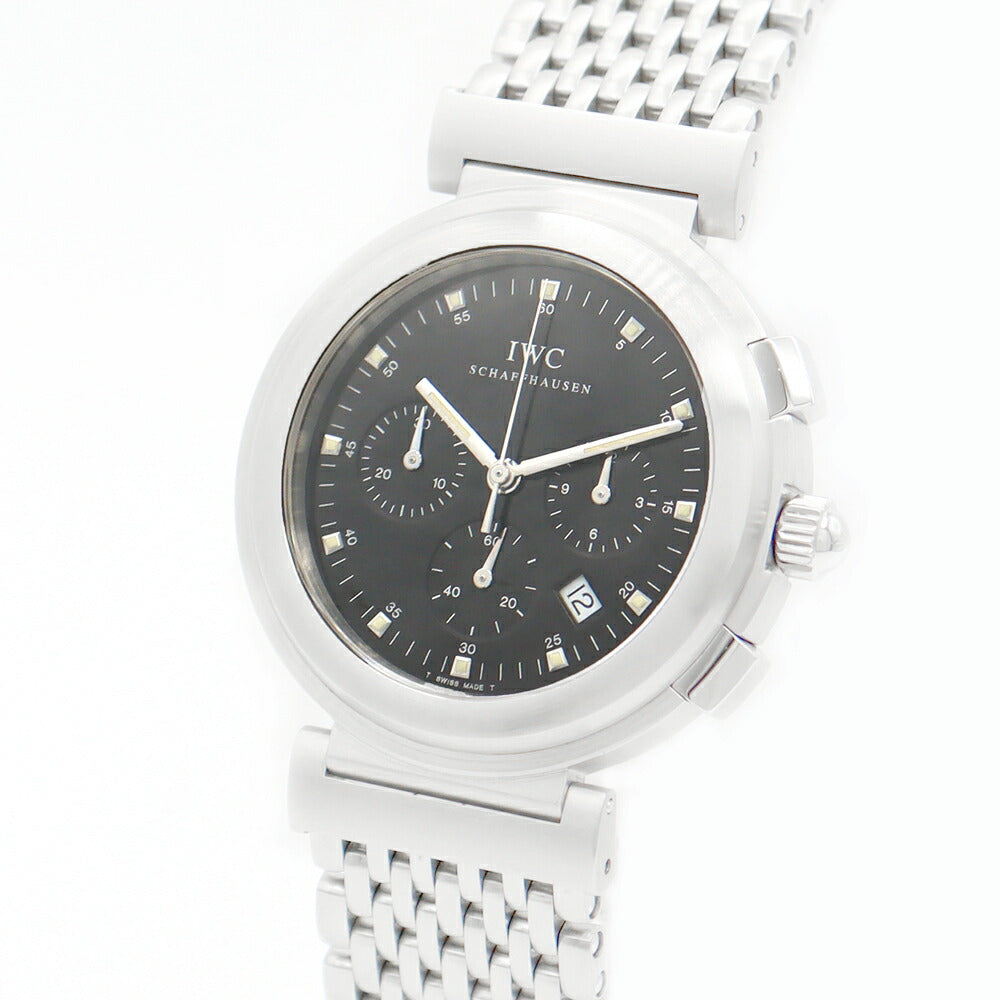 電池交換済 IWC インターナショナルウォッチカンパニー ダヴィンチ SL IW372805 IW3728-005 クロノグラフ デイト 黒 ブラック SS ステンレス メンズ クォーツ【6ヶ月保証】【腕時計】【中古】