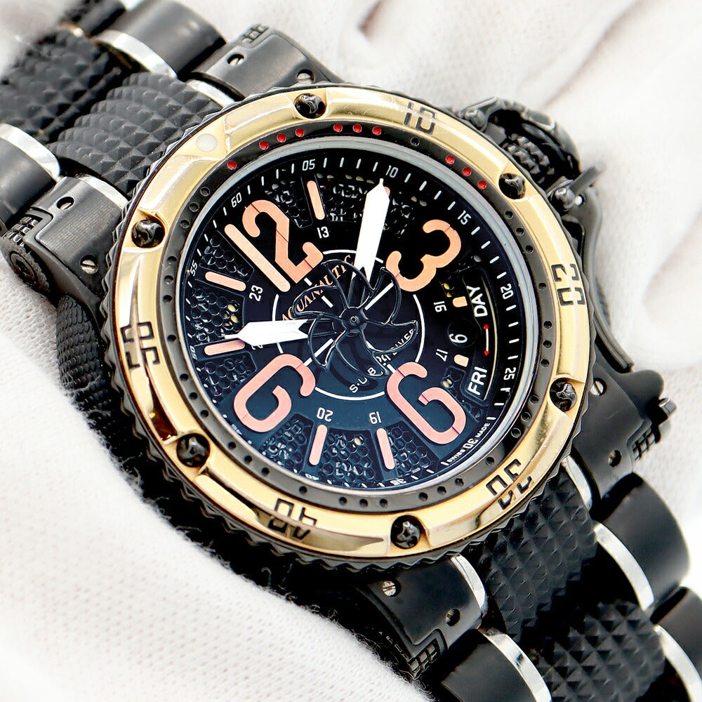 AQUANAUTIC アクアノウティック キングサブコマンダー デイデイト キングクーダ SUB 3H 黒 ブラック ブラックPVD SS ステンレス メンズ 自動巻き【6ヶ月保証】【腕時計】【中古】