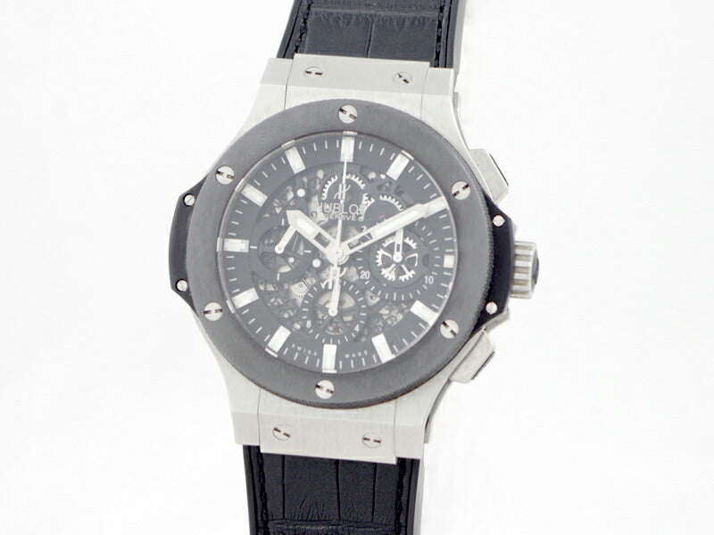 HUBLOT ウブロ アエロバン 311.SM.1170.GR 44mm クロノグラフ デイト スケルトン ブラック 黒 セラミック SS メンズ 自動巻き ビッグバン【6ヶ月保証】【腕時計】【中古】