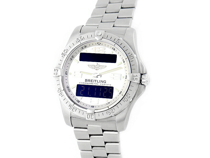 電池交換済 BREITLING ブライトリング エアロスペース アバンタージュ E79362 チタン シルバー クォーツ【6ヶ月保証】【腕時計】【中古】