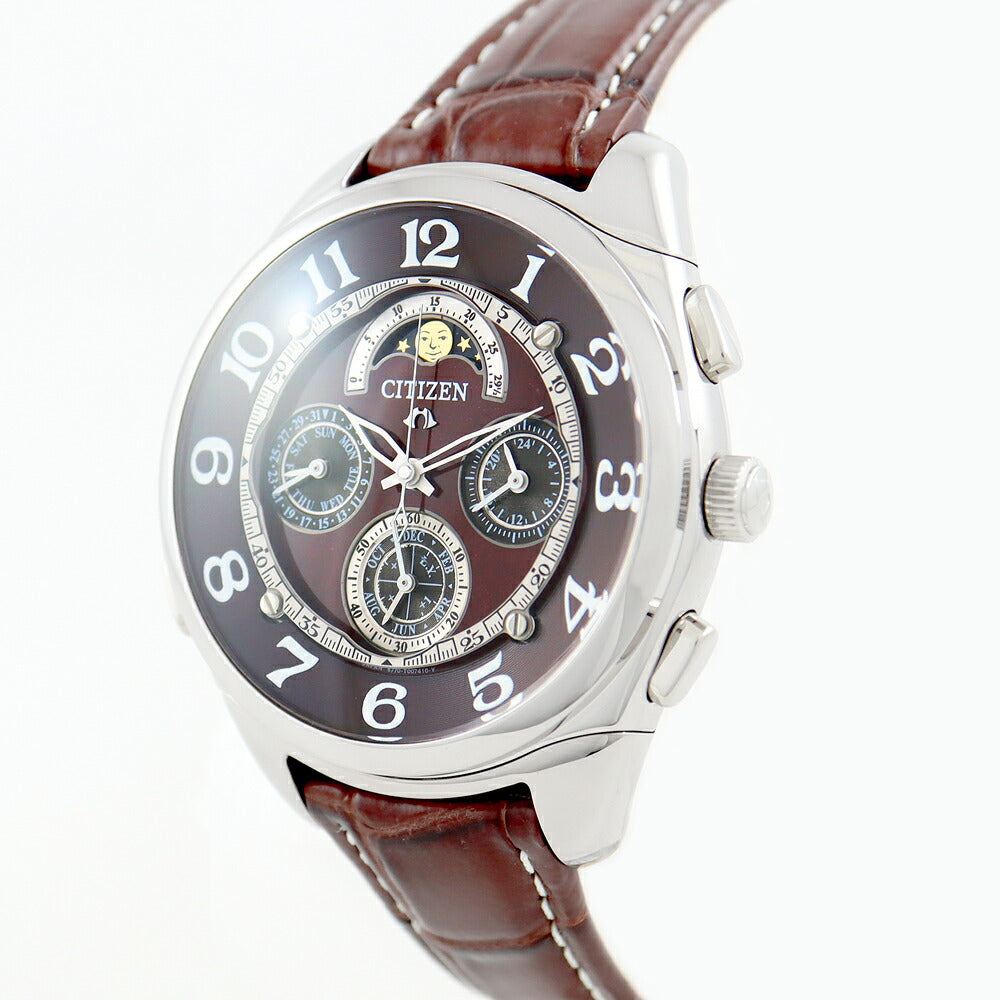 CITIZEN シチズン CAMPANOLA カンパノラ グランドコンプリケーション 300本限定 6770-T004474 深緋 こきあけ 赤茶 ブラウン ボルドー SS ステンレス 純正ベルト 純正尾錠 ムーンフェイズ カレンダー メンズ クォーツ【6ヶ月保証】【腕時計】【中古】
