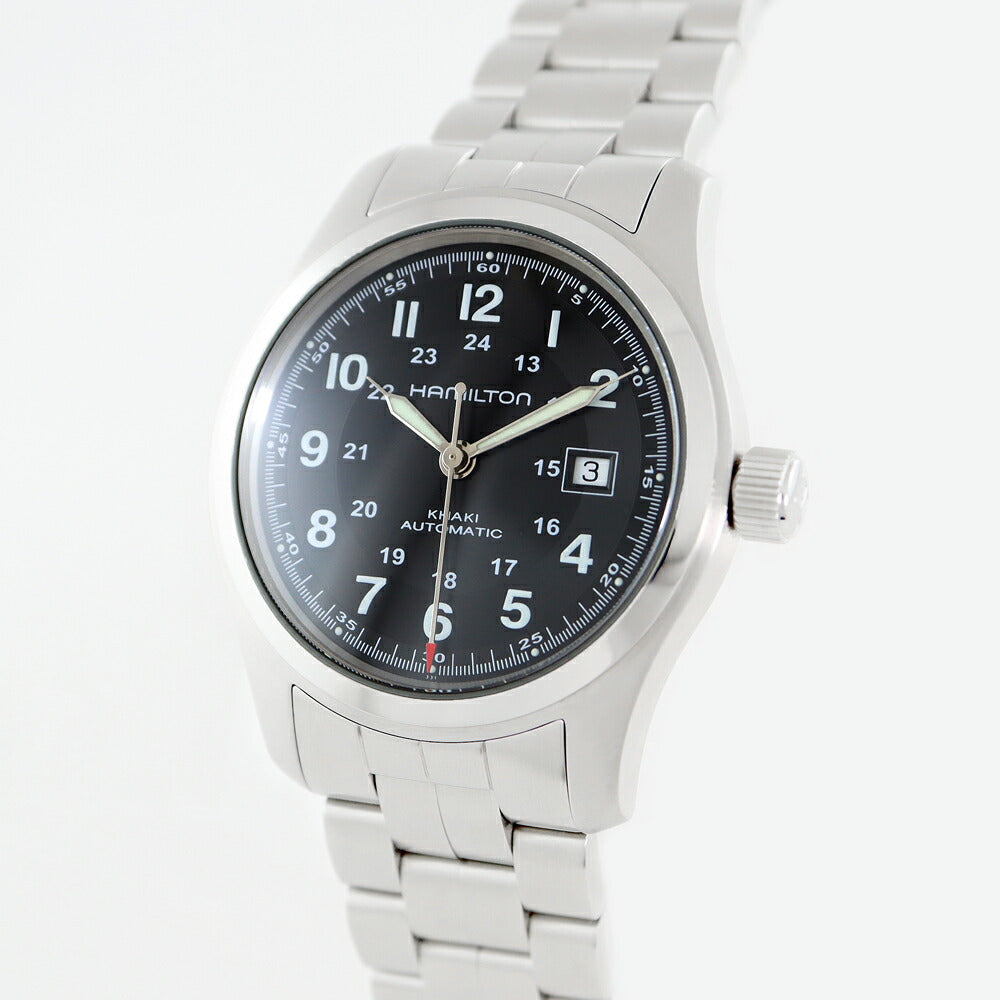 ほぼ新品 HAMILTON ハミルトン カーキ フィールド H705450 デイト 黒 ブラック SS ステンレス メンズ 自動巻き【6ヶ月保証】【腕時計】【中古】