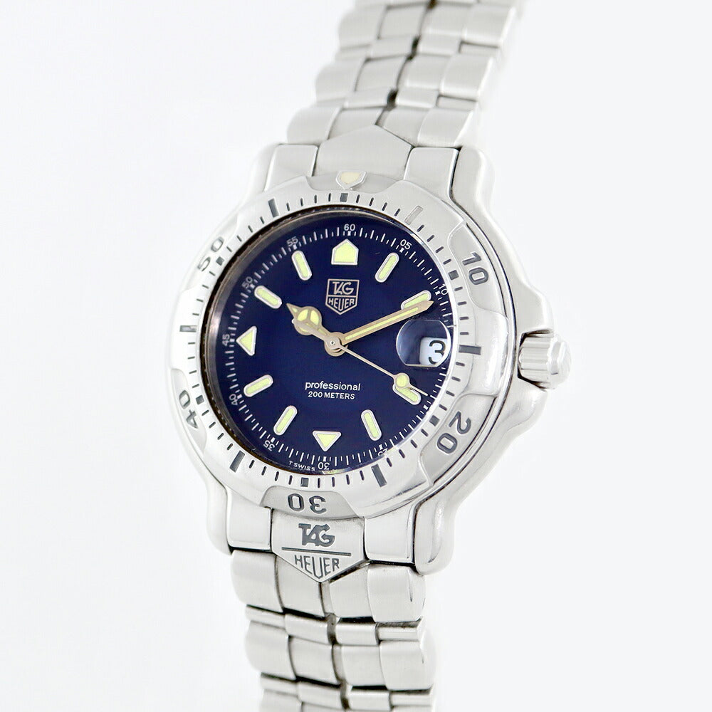 電池交換済 TAG Heuer タグホイヤー 6000シリーズ WH1215-K1 デイト 200m防水 紺 ネイビー SS ステンレス メンズ ボーイズ クォーツ【6ヶ月保証】【腕時計】【中古】