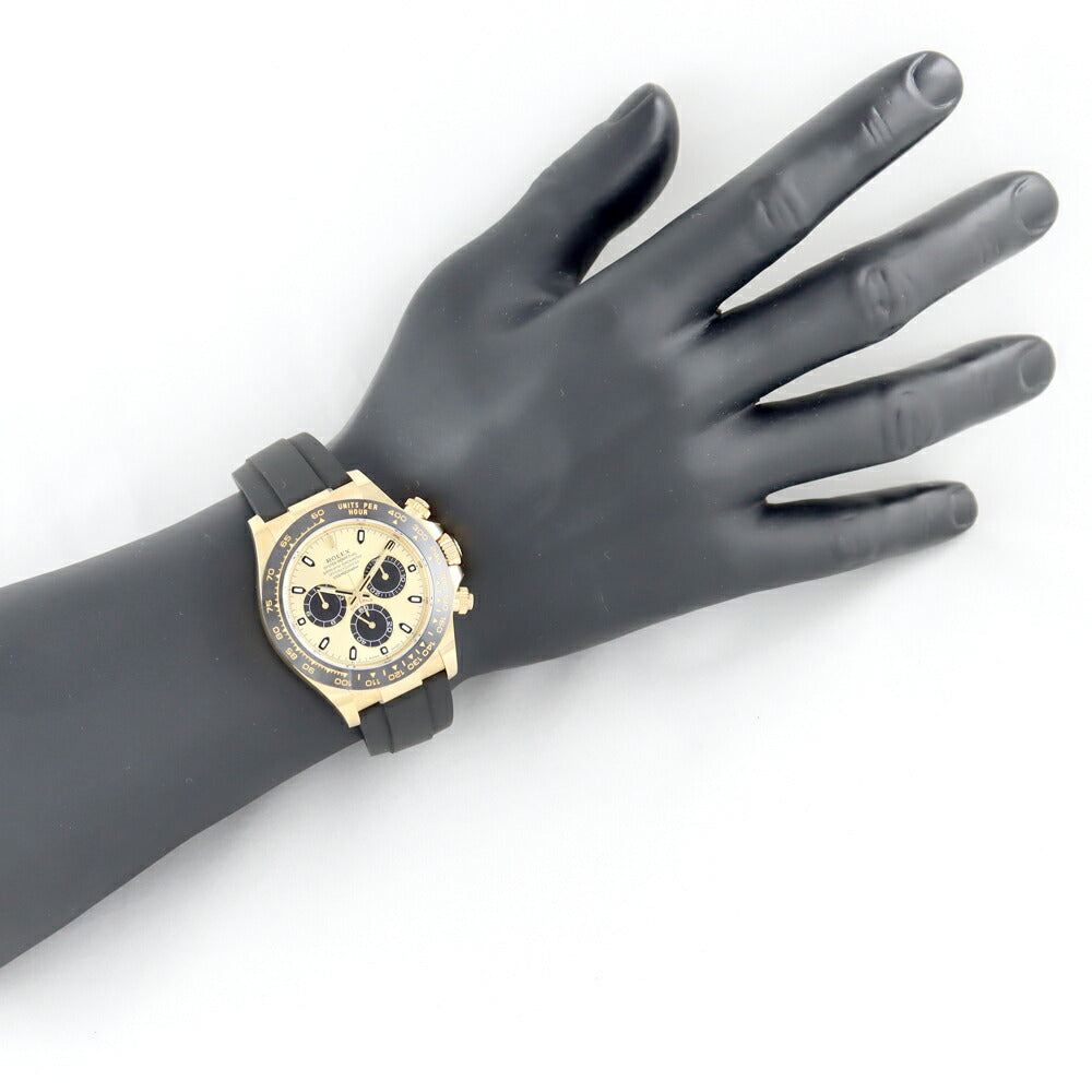 ROLEX ロレックス COSMOGRAPH DAYTONA コスモグラフ デイトナ 116518LN シャンパン ゴールド K18YG イエローゴールド 金無垢 黒 ブラック 純正ラバーベルト 純正バックル メンズ 自動巻き【6ヶ月保証】【腕時計】【中古】
