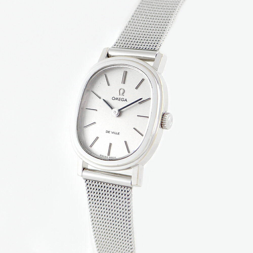 希少品 OMEGA オメガ Geneve ジュネーブ ラウンド シルバー SS ステンレス 純正ブレス レディース 手巻き アンティーク ヴィンテージ【腕時計】【中古】