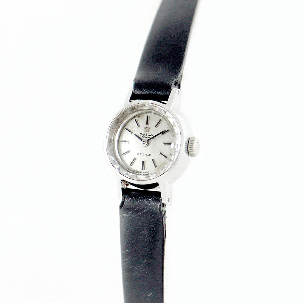 希少品 OMEGA オメガ DeVille デビル 511.166 Cal.485 17石 カットガラス シルバー SS ステンレス レディース 手巻き アンティーク ヴィンテージ【腕時計】【中古】