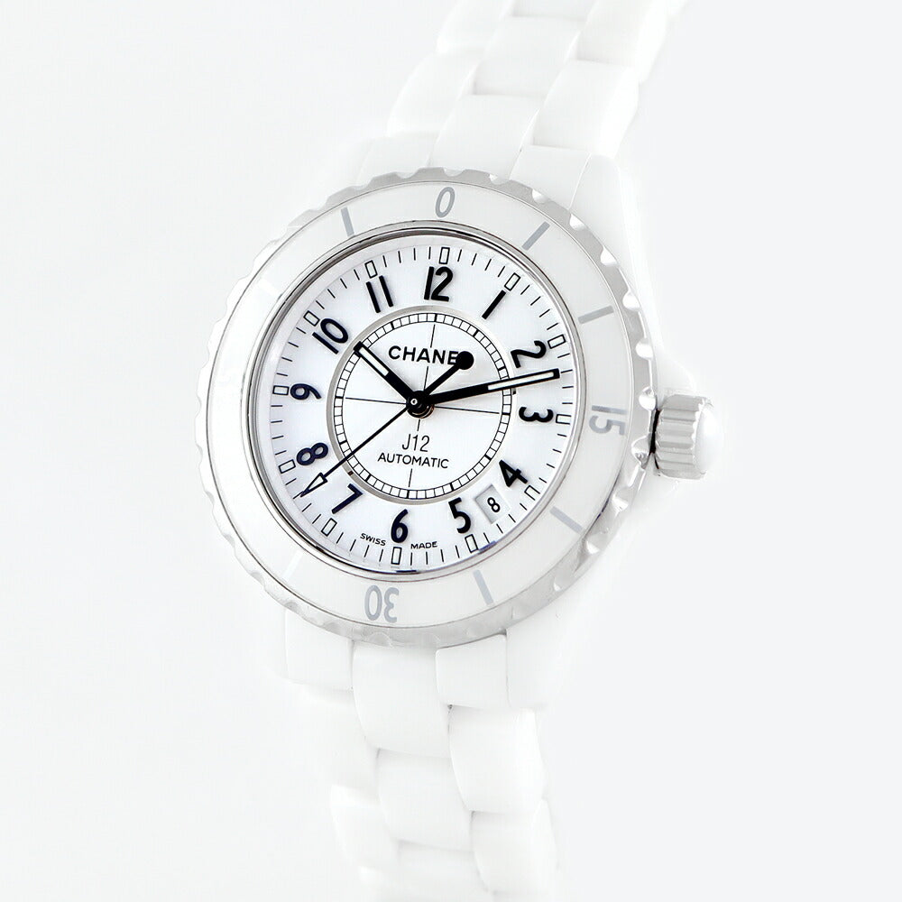 CHANEL シャネル J12 H0970 38mm デイト 200m防水 白 ホワイト SS ステンレス セラミック 自動巻き メンズ【6ヶ月保証】【腕時計】【中古】