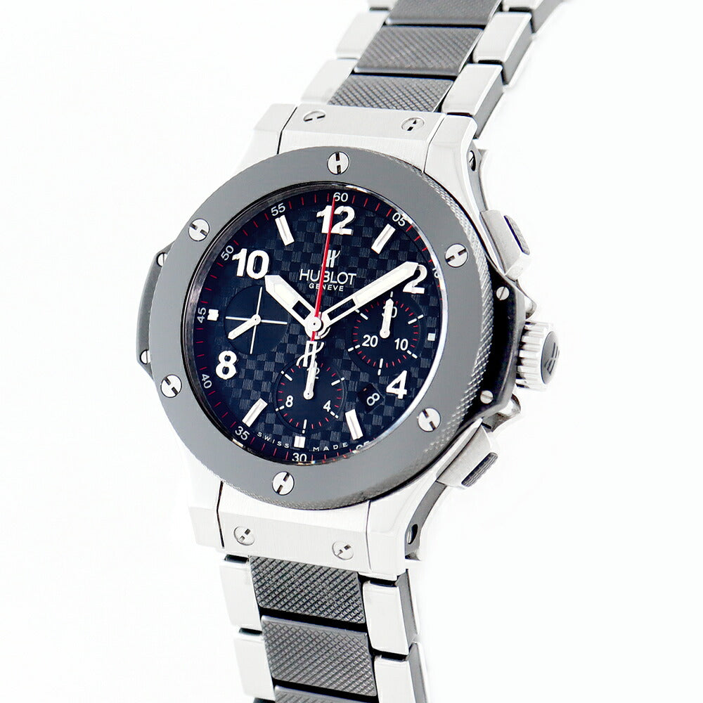 HUBLOT ウブロ ビックバン 301.SB.131.SB 44mm クロノグラフ デイト ブラック 黒 SS ステンレス セラミック 純正ブレス メンズ 自動巻き ビッグバン【6ヶ月保証】【腕時計】【中古】