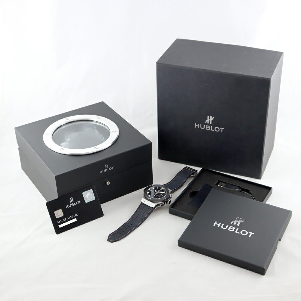 内部点検済 HUBLOT ウブロ ビッグバン アエロバン 311.SM.1170.GR 44mm クロノグラフ デイト スケルトン ブラック 黒 セラミック SS メンズ 自動巻き ビックバン【6ヶ月保証】【腕時計】【中古】