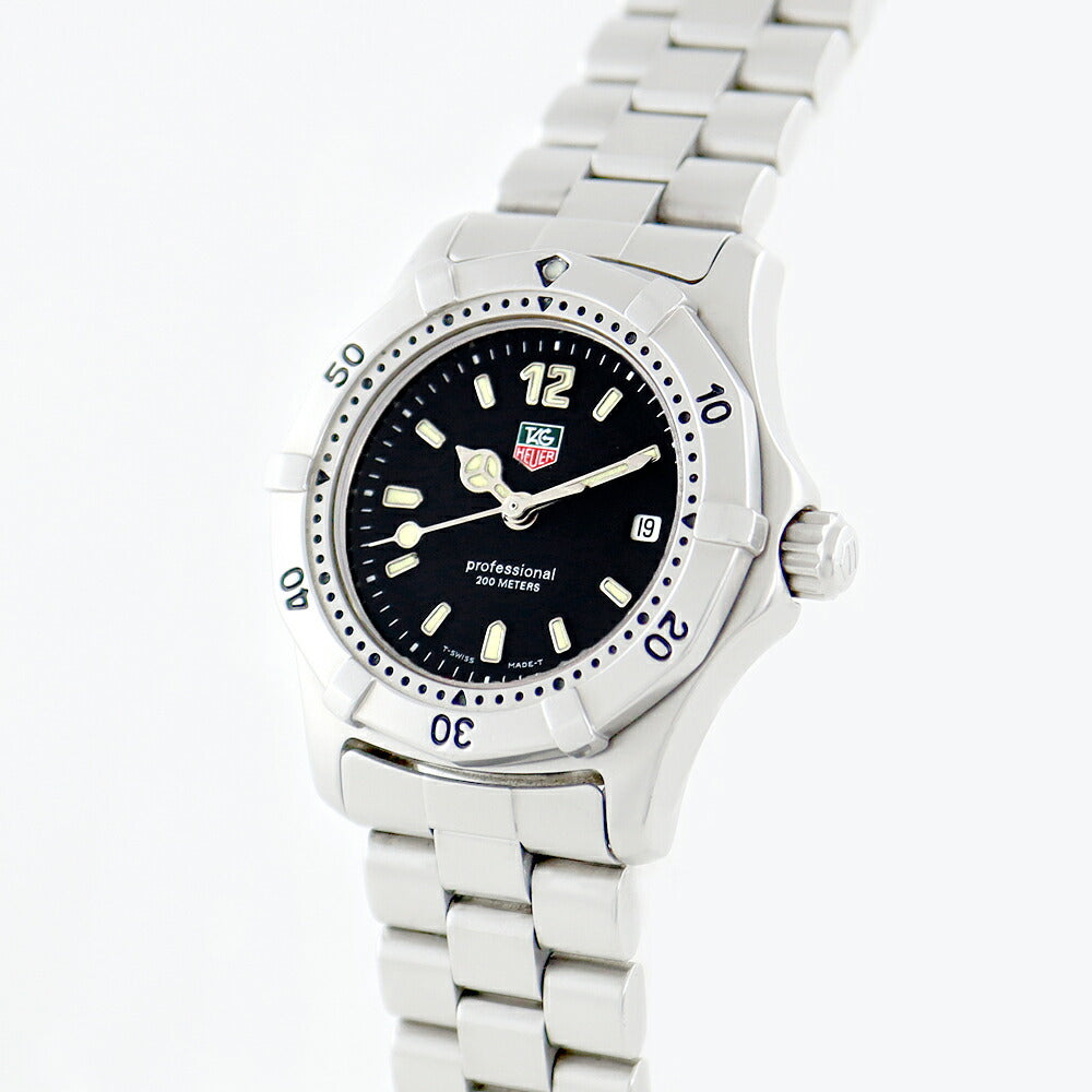 電池交換済 TAG Heuer タグホイヤー 2000シリーズ プロフェッショナル WK1310 デイト 200m防水 黒 ブラック SS ステンレス レディース クォーツ【6ヶ月保証】【腕時計】【中古】